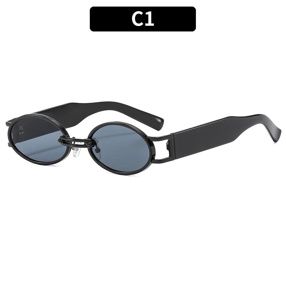 Retro Metal Oval Sunglasses Street Style Bicycle Riding Fashion Outdoor Sunscreen Cross-Border Eyewear Unisex Accessories