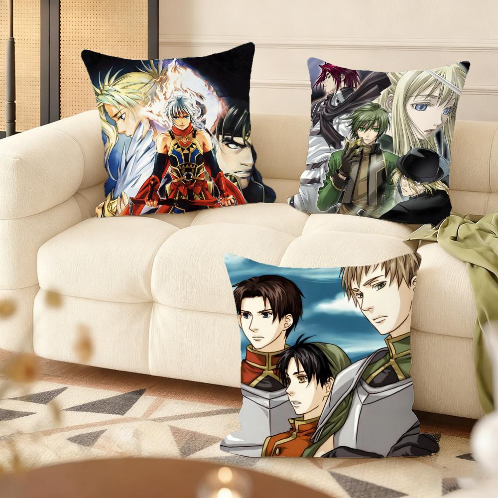 Anime G-Genso S-Suikoden Cushion Cover Soft Plush Double-Sided Printed Sofa Pillow Cushion Cover | Cozy All-Season Decor Gift