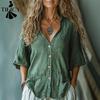Moda dame ocazional vară primăvară imprimeu culoare uni mâneci jumate bluze și cămăși cu decolteu în V