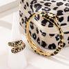 Unique Leopard Print Jewelry Adjustable Opening Bracelet and Ring Set for Fashion Enthusiasts Elegant Accessories