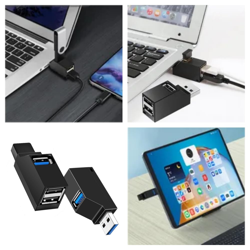 Shanado USB USB 2 USB Combo Expansion Set of Direct USB Data Lightweight and Portable for Car Black Hub, 3-Port 3.0 + 2.0 Hub, Hub, 2, Ultra-Small,