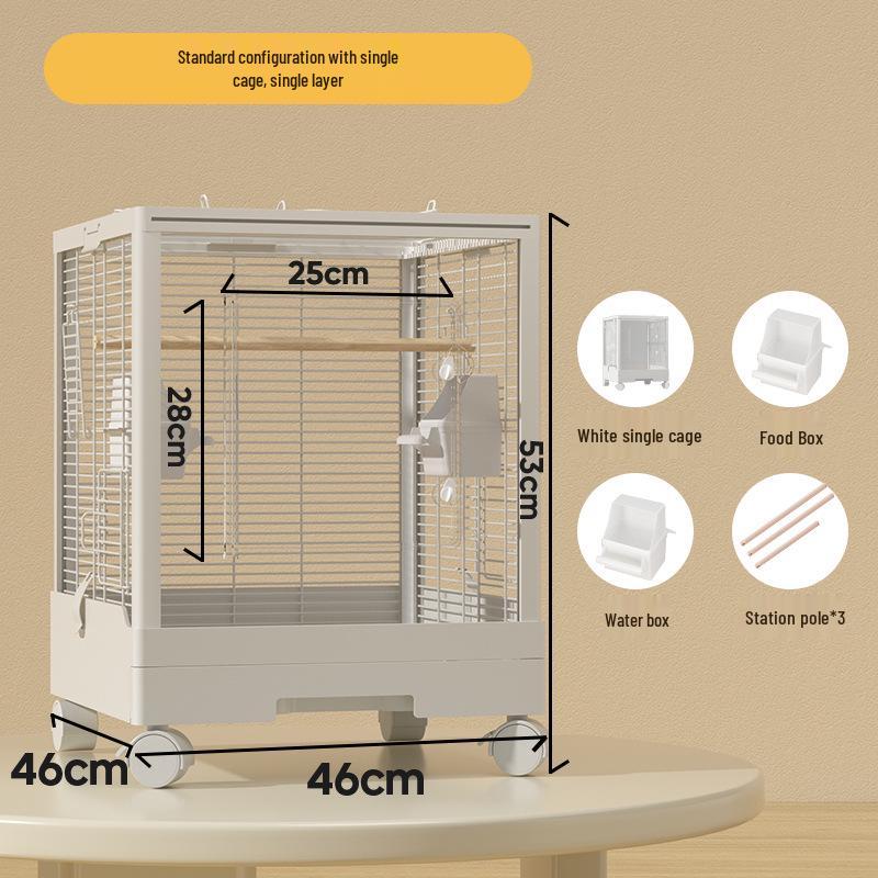 Double-Layer Transparent Bird Cage for Cockatiels and Parrots - Large, Luxury, Horizontal Wire Design