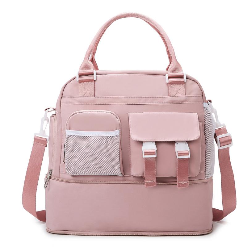 

Expandable Multi-pocket Portable Women s Travel Bag Dry and Wet Separation Fitness Yoga Bag Can Be Used To Pull Rod and Shoe Compartment розовый