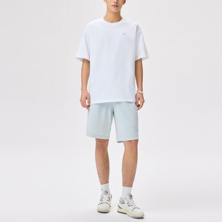 Anta Logo Pattern Round Neck Pullover Loose Short Sleeve T-Shirt Unisex Tops White 972328113-1