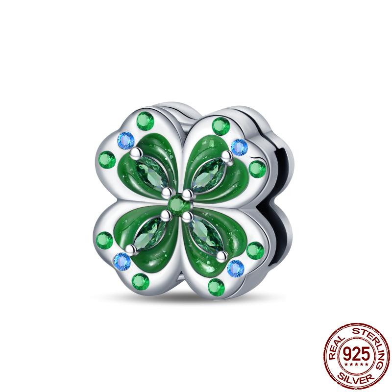 New Product Copper Four Leaf Clover Flat Bead Series Fit 3Mm Bracelet Diy Charm For Women Jewelry Fashion Gift