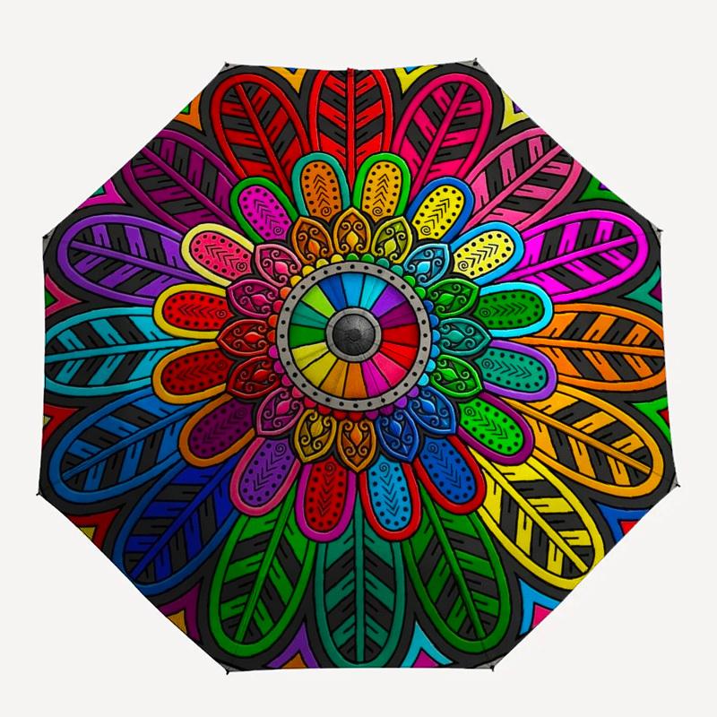 

1pc Mandala, Symmetry, Colorful Umbrella with Plastic Handle,Compact & Stylish,Suitable for All Seasons YS331049