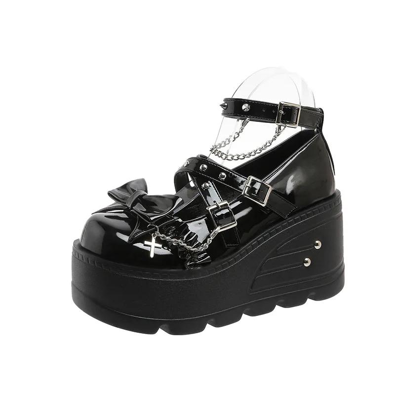 Women's Shoes Spicy Girl Dark Punk Style Sponge Cake Shoes 2026 New Subculture Thick Sole Height Increase COS Cultural Loafers42