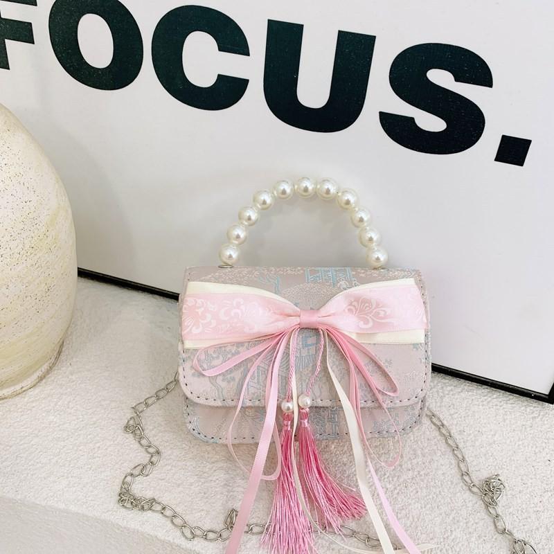 And Versatile Elegant Childrens Handbag With Chic Chain Detail And Charming Scenery Print