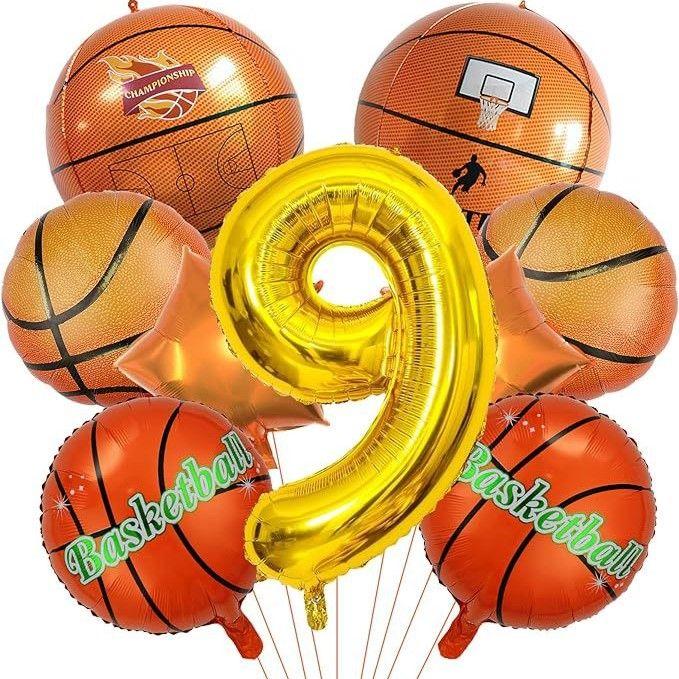 18-inch aluminum foil basketball-shaped balloons for boys' parties, ideal for decorating children's birthday parties