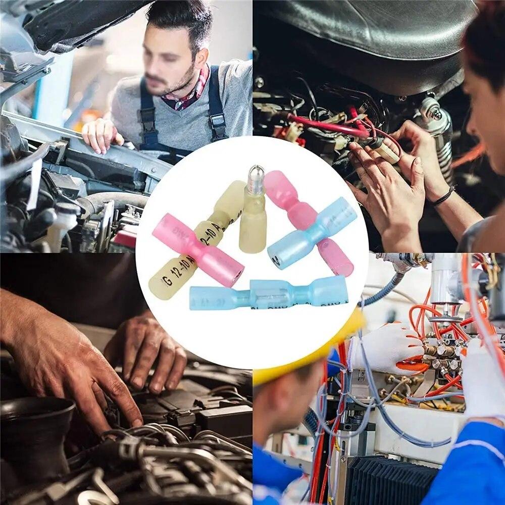 100PCS Heat Shrink Bullet Connectors, Heat Shrink Female & Male Connectors Bullet Terminals, Insulated Waterproof Marine Crimp
