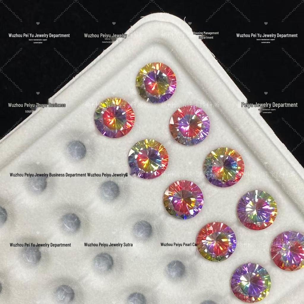 Pendientes Redondos de Zirconia con Degradado de 6/8mm: Joyería Brillante para Uñas DIY con Diseño de Ocho Corazones y Flechas