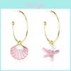 Summer Shell Pearl Drop Earrings For Women With Alloy And French Asymmetric Design