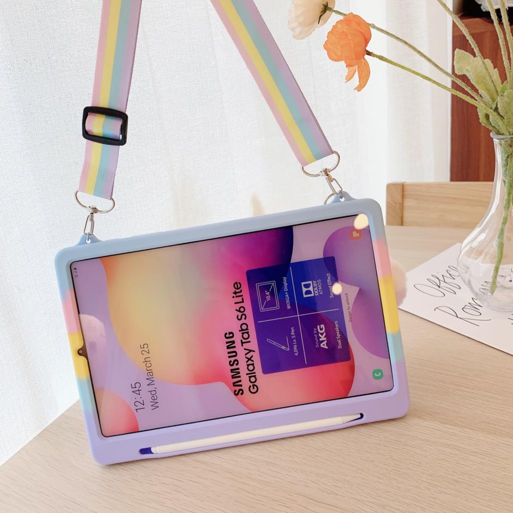 Voor Samsung Galaxy Tab A8 10.5 SM-X200 X205 A7 10.4 T500 T505 T510 Hoes Regenboog Siliconen Kinderhoes S6 Lite 10.4 SM-P610 P615 #S A7 Lite 8.7 SM-T220