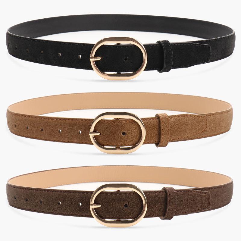 Classic Minimalist Pu Leather Belt With Alloy Buckle For Casual Women