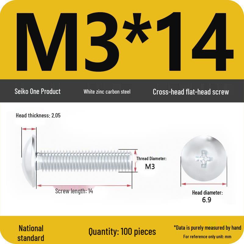 White Zinc M3-M6 Phillips Flat Head, Pan Head, and Mushroom Head Machine Screws