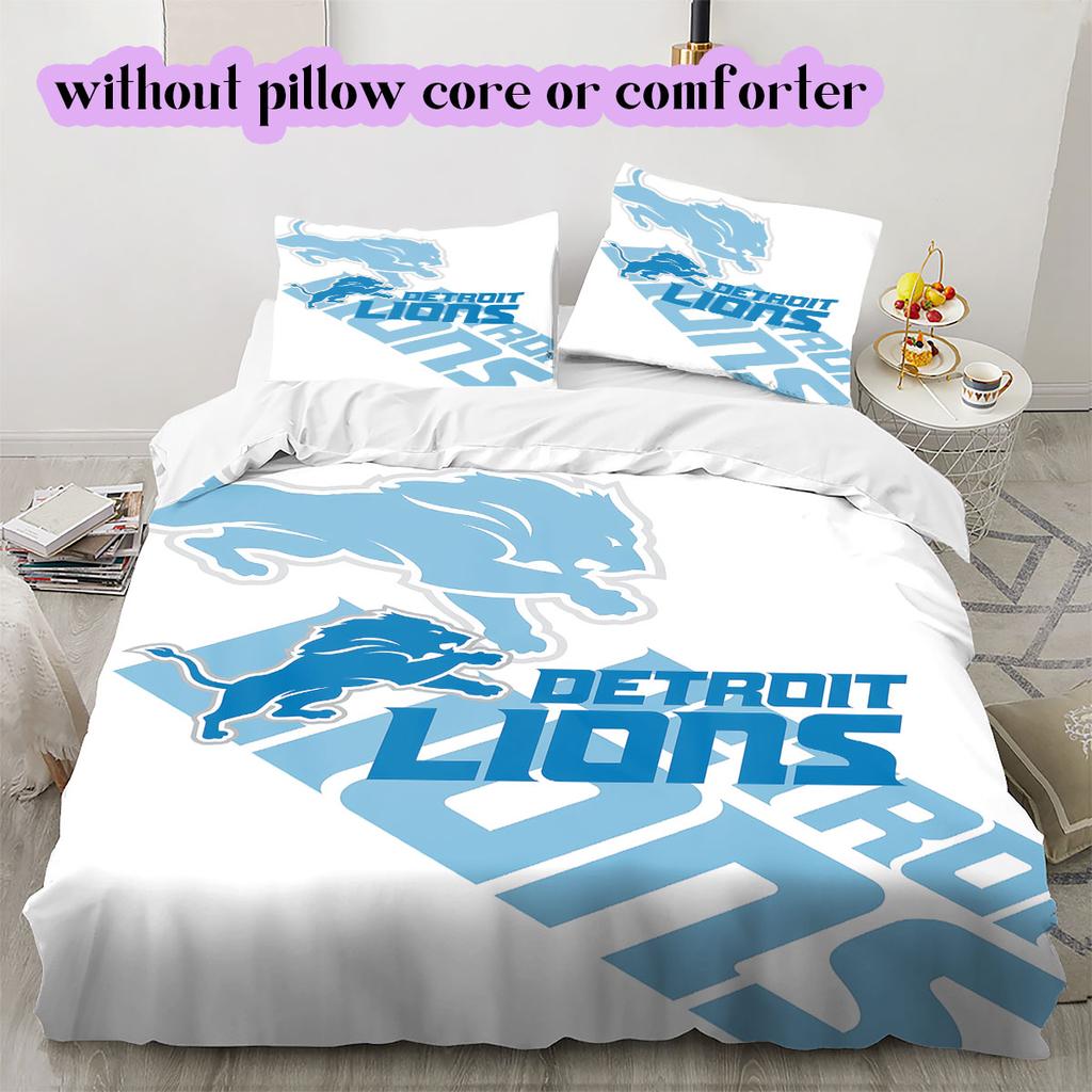 Detroit Lions rugby Pattern Bedding,Quilt Set Quilt Cover Pillowcase Home Birthday Gift (1*duvet cover+2*pillowcase,without core)