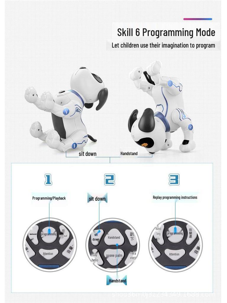 Bionic Intelligent Robot Dog: Remote-Controlled Toy with Barking, Walking, and Stunt Simulation for Kids.