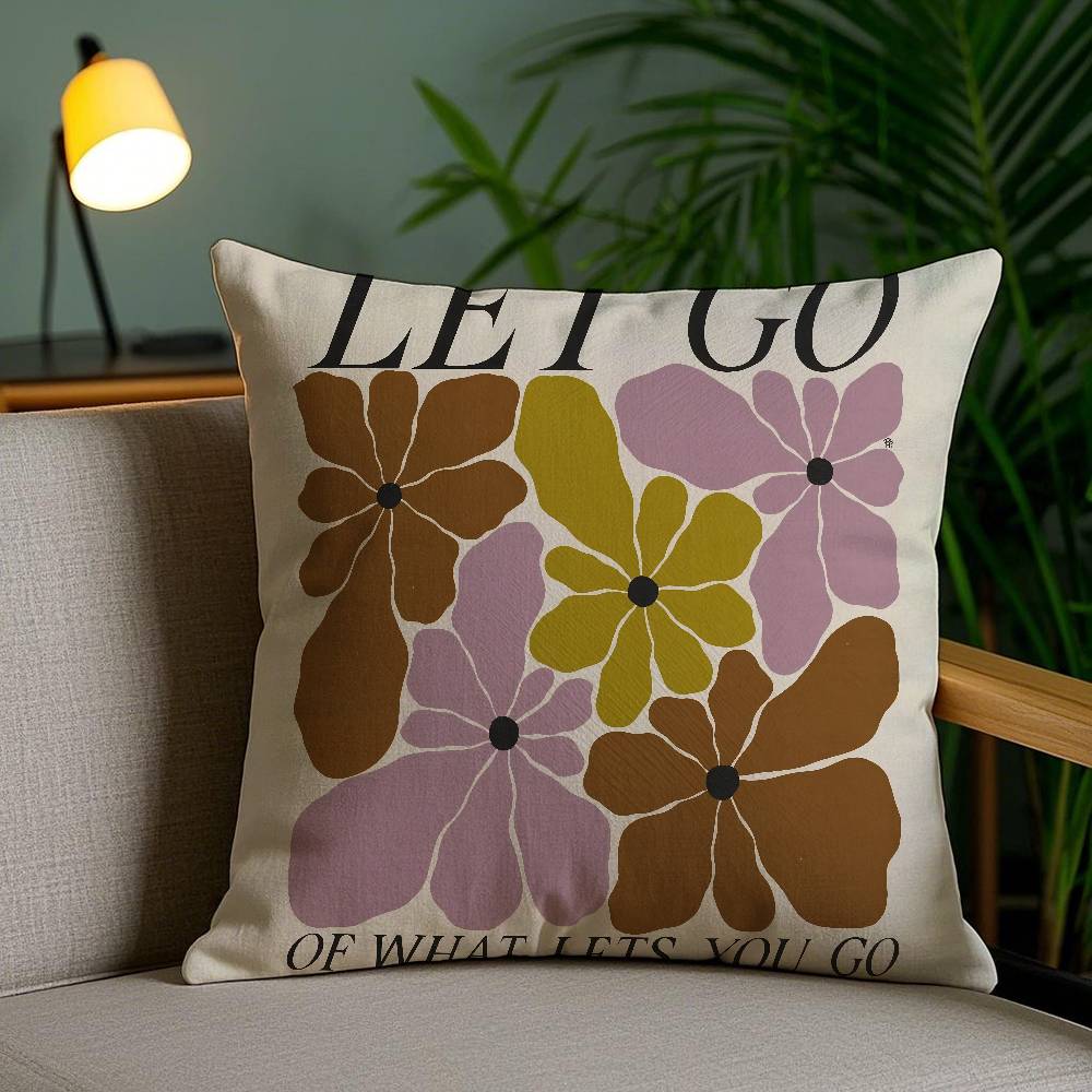 

Decorative Botanical Print Pillow Case Anti-dustmite Invisible Zipper Sofa Bed 12x12Inch