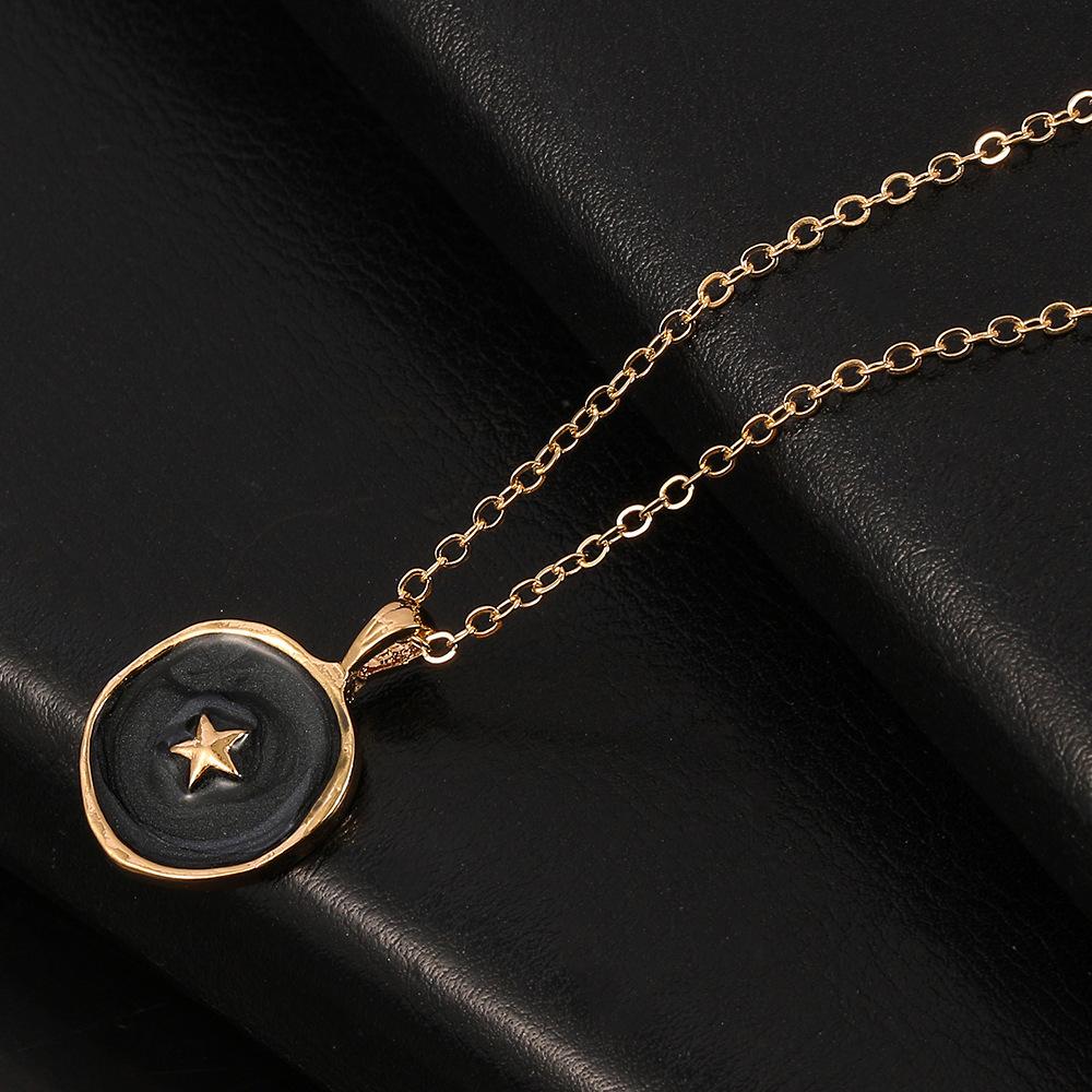 Alloy Drip Oil Geometric Love Moon Lightning Star Multi-element Pendant Combination Necklace, Female Collarbone Necklace