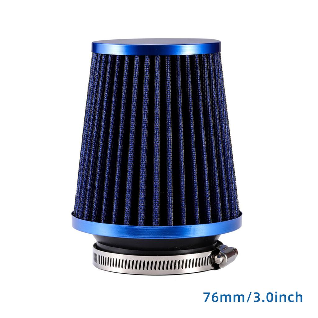 Kaltluftansaugfilter Rot Blau Silber Carbon 76mm 3,0 Zoll Universell Hoher Durchfluss Luftfilter Waschbar für Auto Motor Ansaugrohr