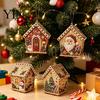 Kreatives Geschenk für Erwachsene DIY Weihnachts-Perlenkunst Malerei Hängender Anhänger Bausatz, 3D Perlen Lebkuchenhaus Dekoration Haus Handgemachte Miniatur