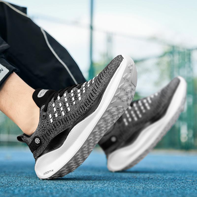 Herren Laufschuhe Sneaker Casual Sport Mode Atmungsaktiv Walking Mesh Schuhe mit dicker Sohle Fitnessstudio Zapatillas Hombre Schwarz Größe 45