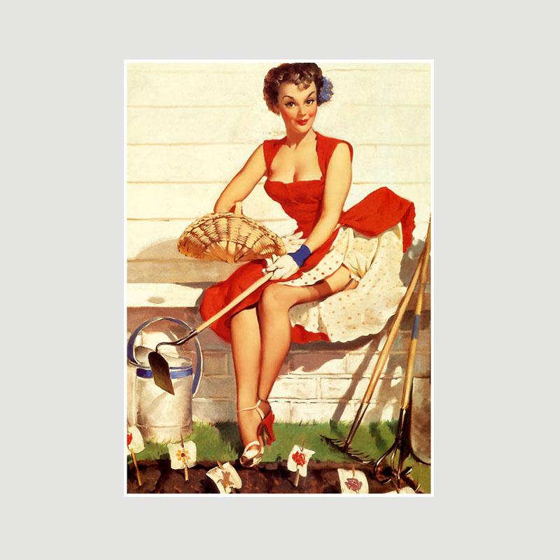 

Старовинний білий папір Pin Up Girl Плакат Паб Кухня Оздоблення спальні Картини Картини Настінні малюнки Принти Домашній бар Декор Інтер єр Фреска 42x30cm