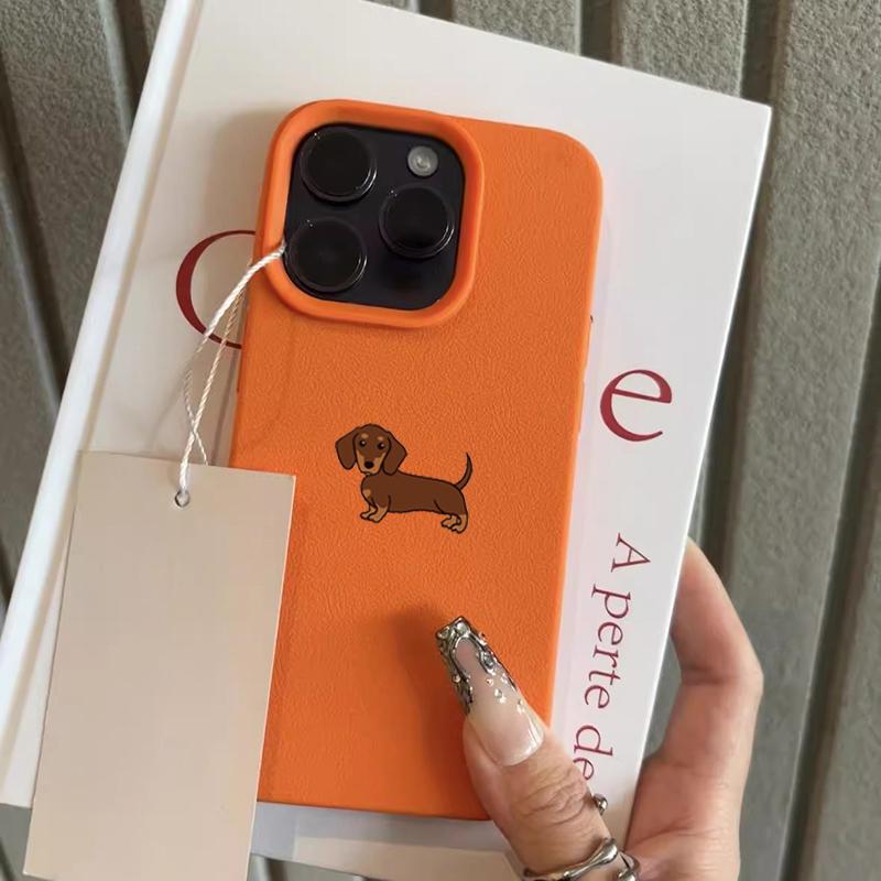 Phone Case For iPhone 11 12 13 14 15 16 17 Pro Max XS X XR 16E 16 Plus 17 Air Minimalist Brown Dachshund Pattern Soft TPU Cover