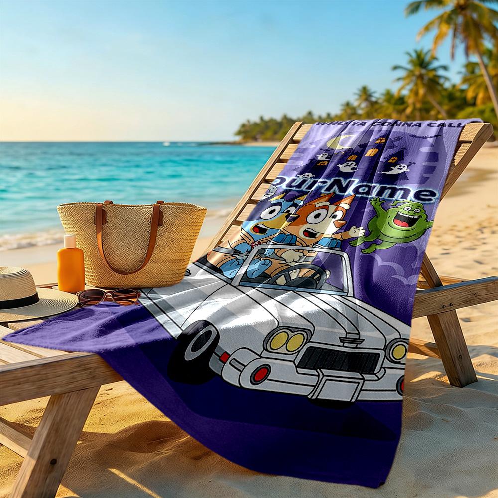 Bluey Customized Name Beach Towel Super Soft & Absorbent Suitable for Swimming Gym Camping Yoga Vacation