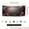 2D Dark Floral Tapestry Pink Rose Frame with Glowing Fairy Lights Party Background Cloth