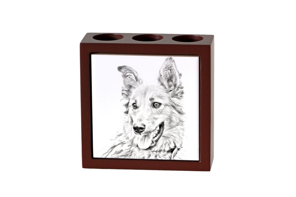 Basque Shepherd Dog, Basque Sheepdog – Pen holder with a dog, desk organizer with a print | Art-Dog