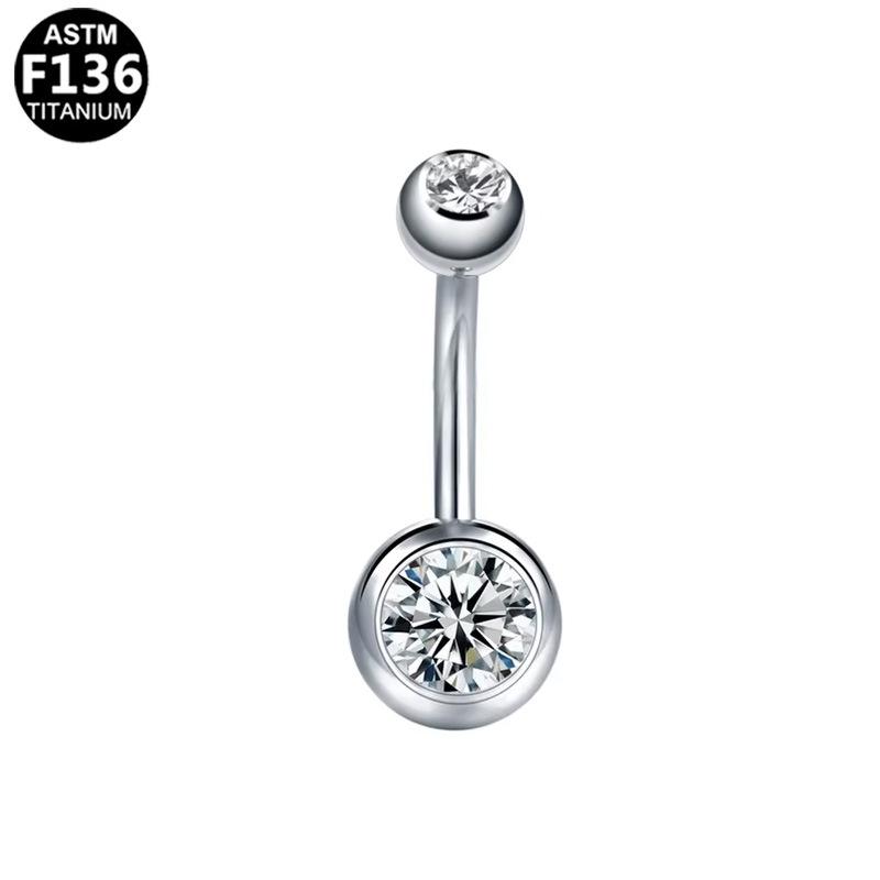 Titanium F136 Navel Ring with Diamond Ball for Daily Wear