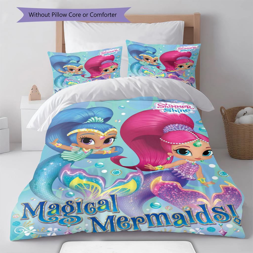 Set Copripiumino Trapuntato con Fantasia Shimmer and Shine Federa Decorazione per la Casa Regalo (1 * copripiumino + 2 * federa, senza nucleo)