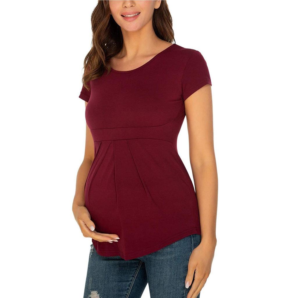 Women's Pregnant Maternity Fashion Short Sleeve Maternity Blouse Beautiful And Elegant T-Shirt