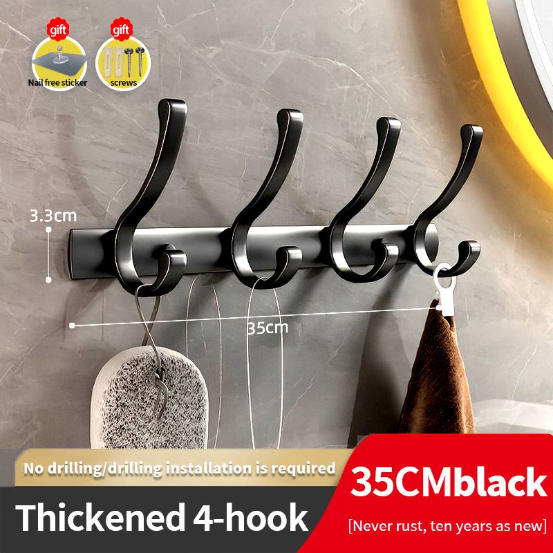 YUNJIEYA Black/White/Gun Grey Door Hooks Clothes Hanger Storage Bedroom Clothes Hook Wall Hanging Kitchen Bathroom Accessories
