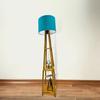 Wooden Standard Size Tripod Floor Lamp with Shelves, Light Bulb and Jute Holder Italian Crafter