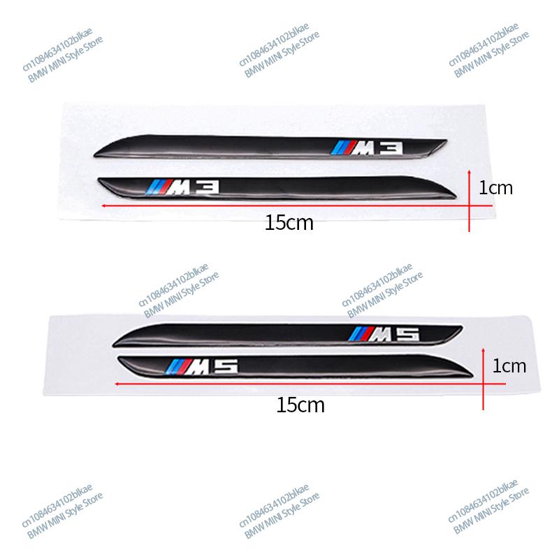 2Pcs Premium Fender Side Badge Emblem for BMW M Power X1 X2 X3 X4 X5 X6 Glossy Black Sticker Logo 6.8cm 8.4cm Car Styling Decor