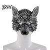 Flexible Cushioning Mask 3D Wolf Head Mask High Elastic Lightweight Comfortable Werewolf Detailed Headgear Costume with Adjustable Strap for