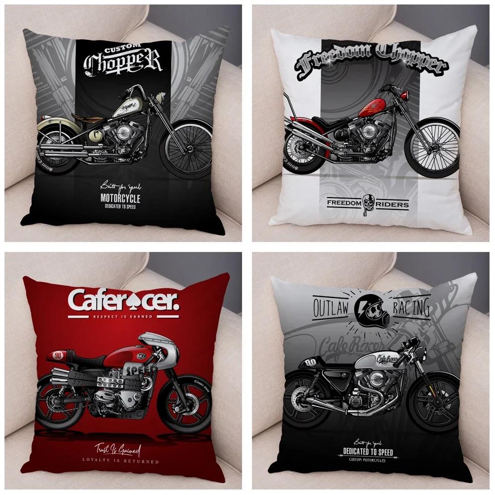 Super Soft Plush Cushion Cover 45x45cm Cartoon Motorcycle Pillowcase Decor Car Printed Pillow Case for Home Sofa Children Room