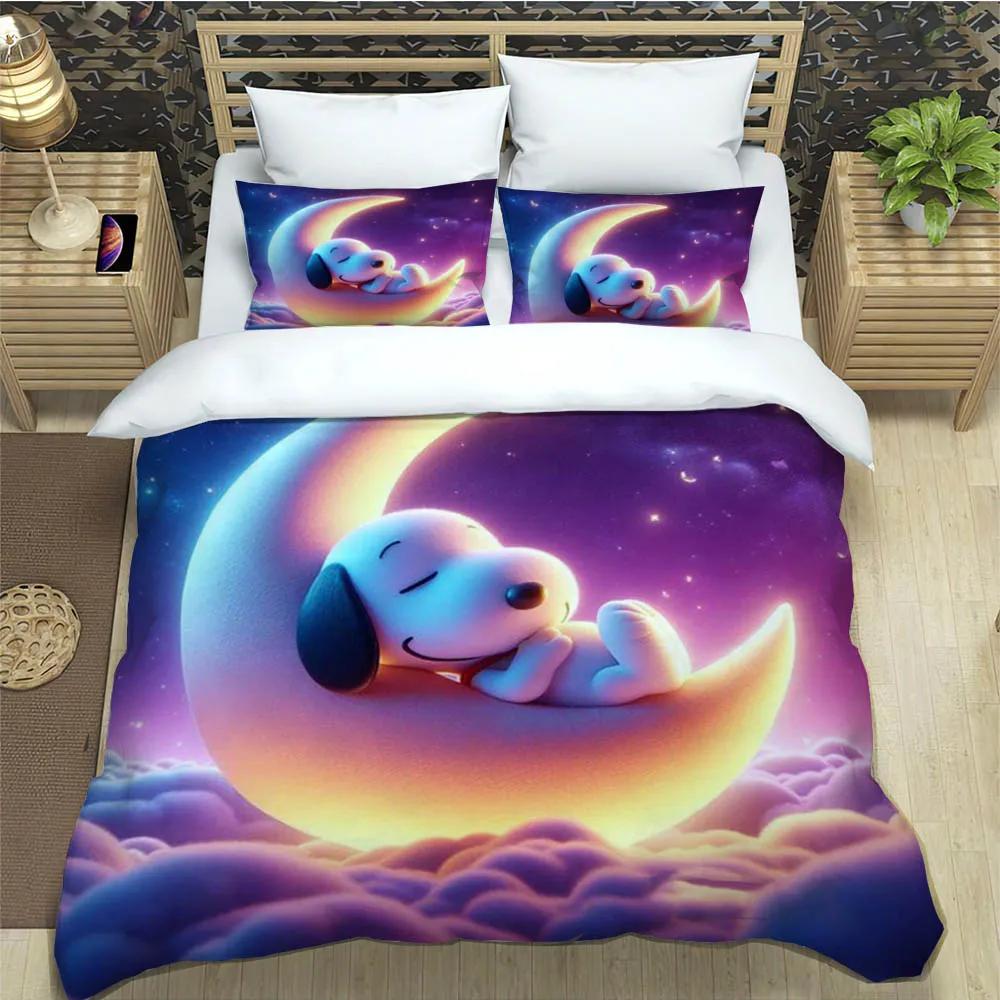 Cute Cartoon Snoopy Bedding Sets Exquisite Bed Supplies Set Duvet Cover Bed Comforter Set Bedding Set Luxury Birthday Gift