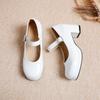 Fashion Elegant Medium Heels Lolita Mary Janes Shoes Women Straps Girls Fashion Red Yellow Heeled Pumps Party Dance Wedding Shoes Ladies