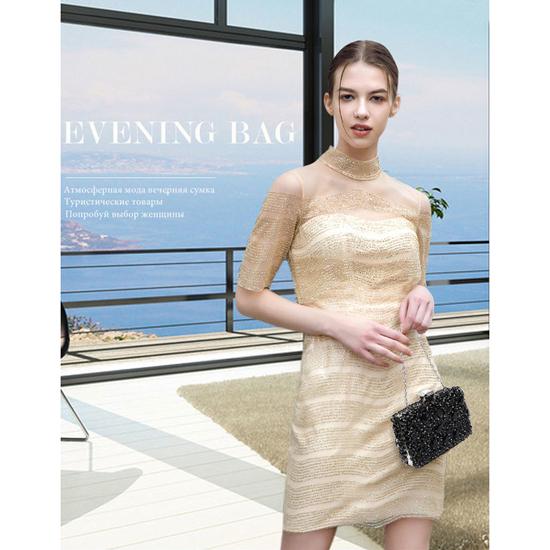SCIONE Crystal Evening Bag Beaded Day Clutches Lady Wedding Purse Rhinestones Handbag for Women Bag