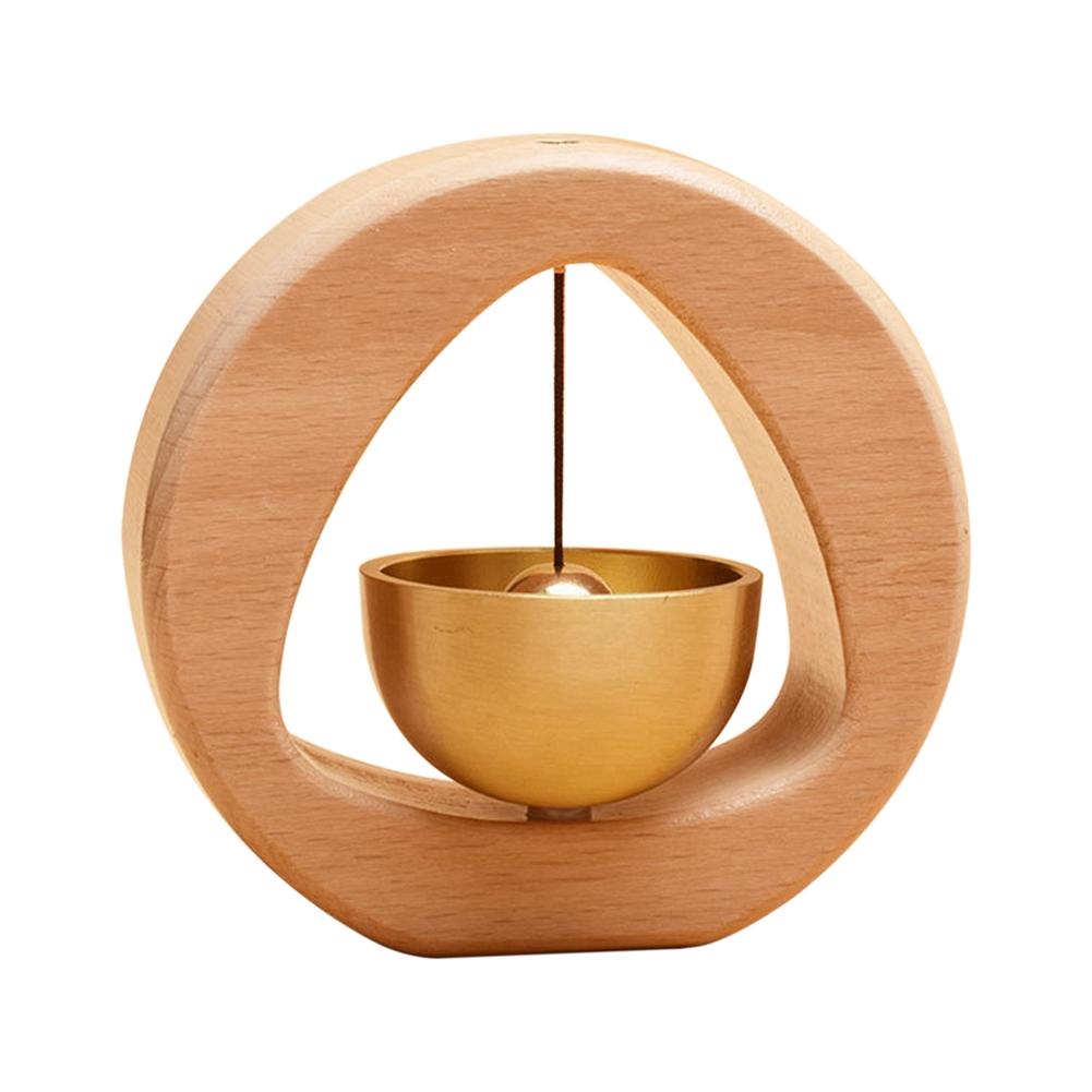 A96K-Brass Dopamine Doorbell Wooden Bell Entrance Wind Chime Japanese Housewarming Gift Entrance Pendant
