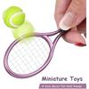 Kisangel 2 Sets Mini Tennis Racket and Ball Set 1:12 Miniature Tennis Kit Dollhouse Tennis Toy Mini Tennis Cake Topper for Sports Equipment