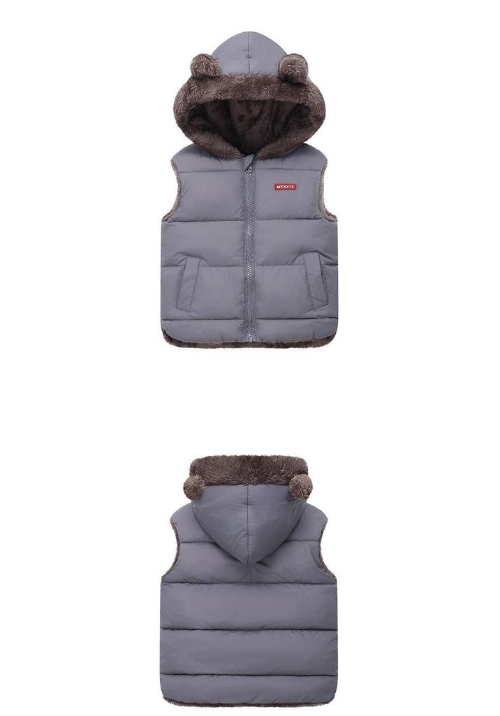 Gilet Imbottito in Cotone con Cappuccio per Bambini, Autunno/Inverno 2026 Unisex Caldo con Interno in Pile per Bambini.