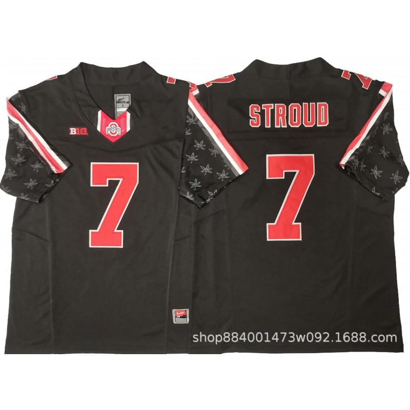 Mens Ohio State Buckeyes Rugby Jersey Training Shirt Cotton Blend Embroidered Football Uniform College Team Practice