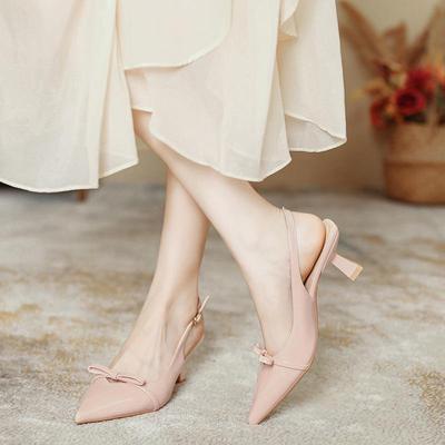 Neue Sommer-Pantoletten mit französischer Schleife und Stiletto-Absatz für Damen – Sexy Sandalen mit geschlossener Zehenpartie