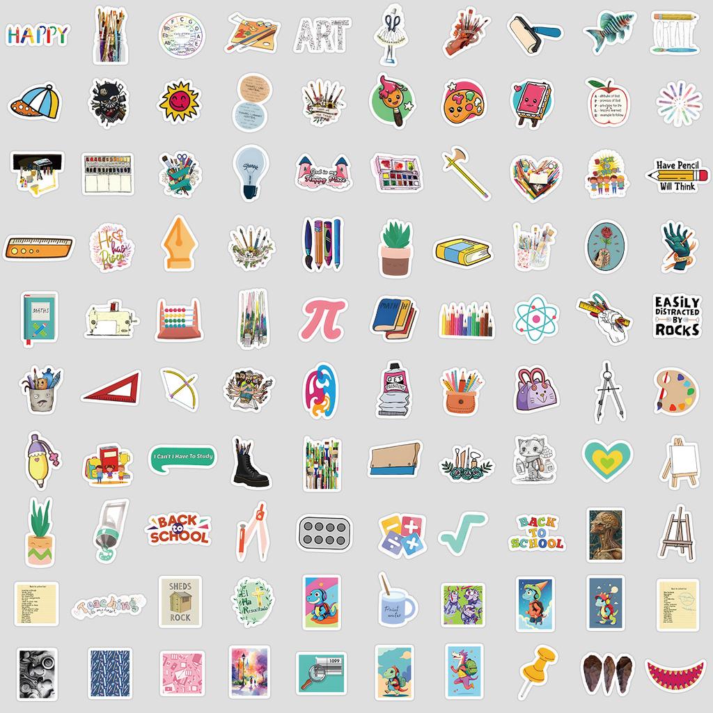100 Cute Style Learning Stationery Graffiti Stickers Children's Stickers Water Cup Mobile Phone Waterproof Decorative Stickers