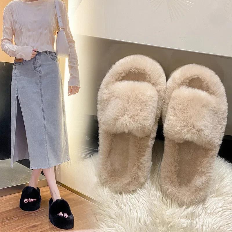 Mao Mao Slippers for Women's Outwear 2024 New Korean Edition Instagram Trendy Autumn and Winter Indoor Cotton Slippers