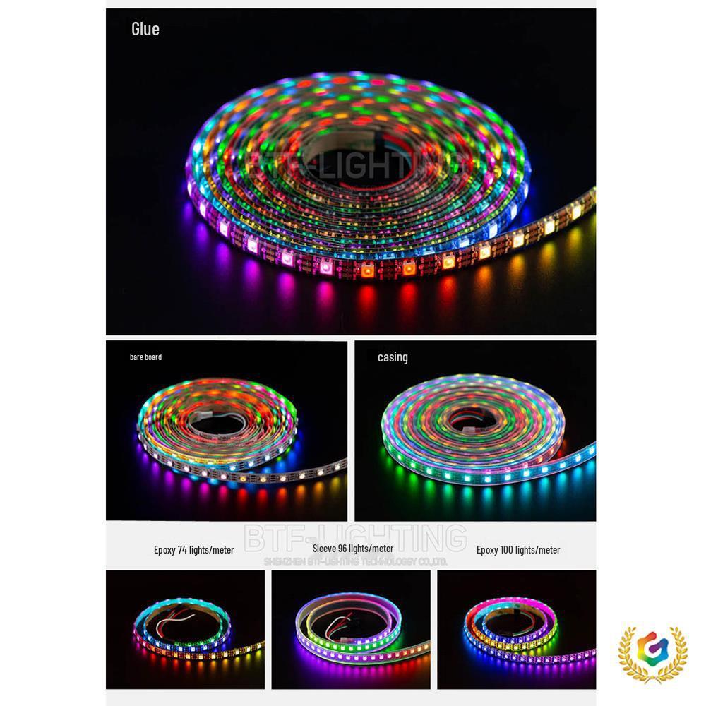 WS2812B Programmable Dreamcolor LED Strip: 5050 RGB SMD, Waterproof, Built-in IC, 5V